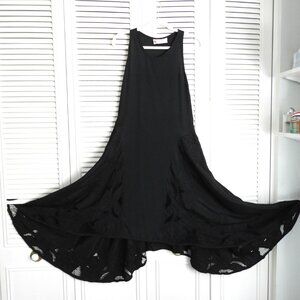 Y2K Satyuga Sleeveless Black Dress Assymetrical Hendkerchief Hem Size S